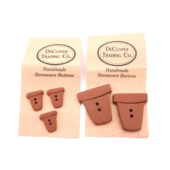 Handmade Stoneware Buttons Brown Terracotta Plant Pot Design By DeCuyper Trading - Picture 4 of 7